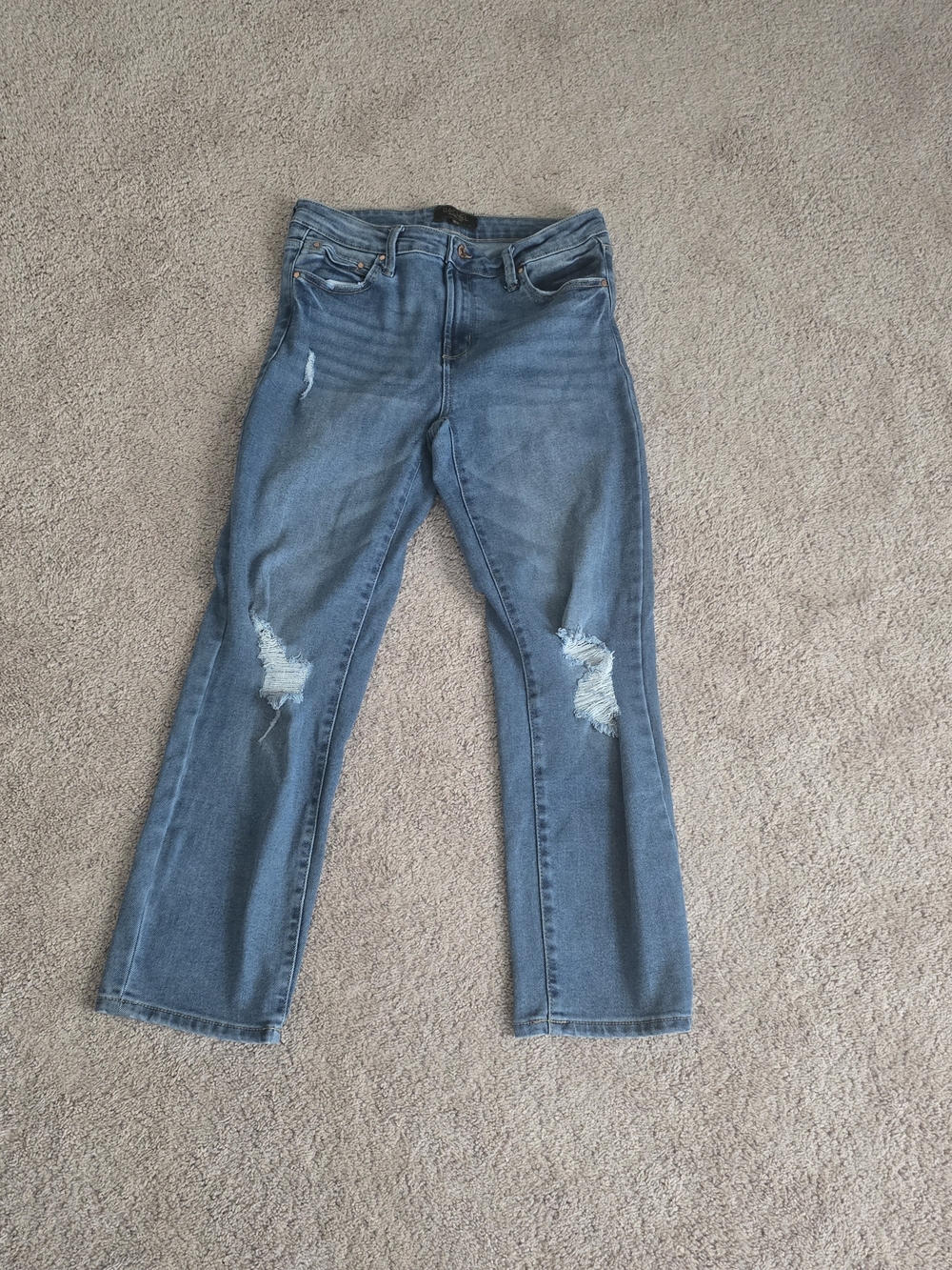RACHEL Rachel Roy Straight-Leg Distressed Blue Jeans